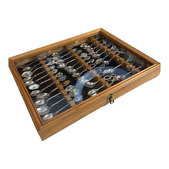 36 Spoon Glass Display Case Cabinet Holder
Rack Shadow Box 34 Spoons included - Picture 3 of 16